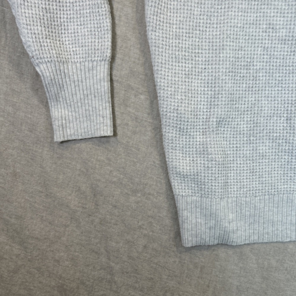 Aerie Women Pullover Sweater Collared V Neck Waffle Oversized Light Gray Medium - Picture 11 of 12